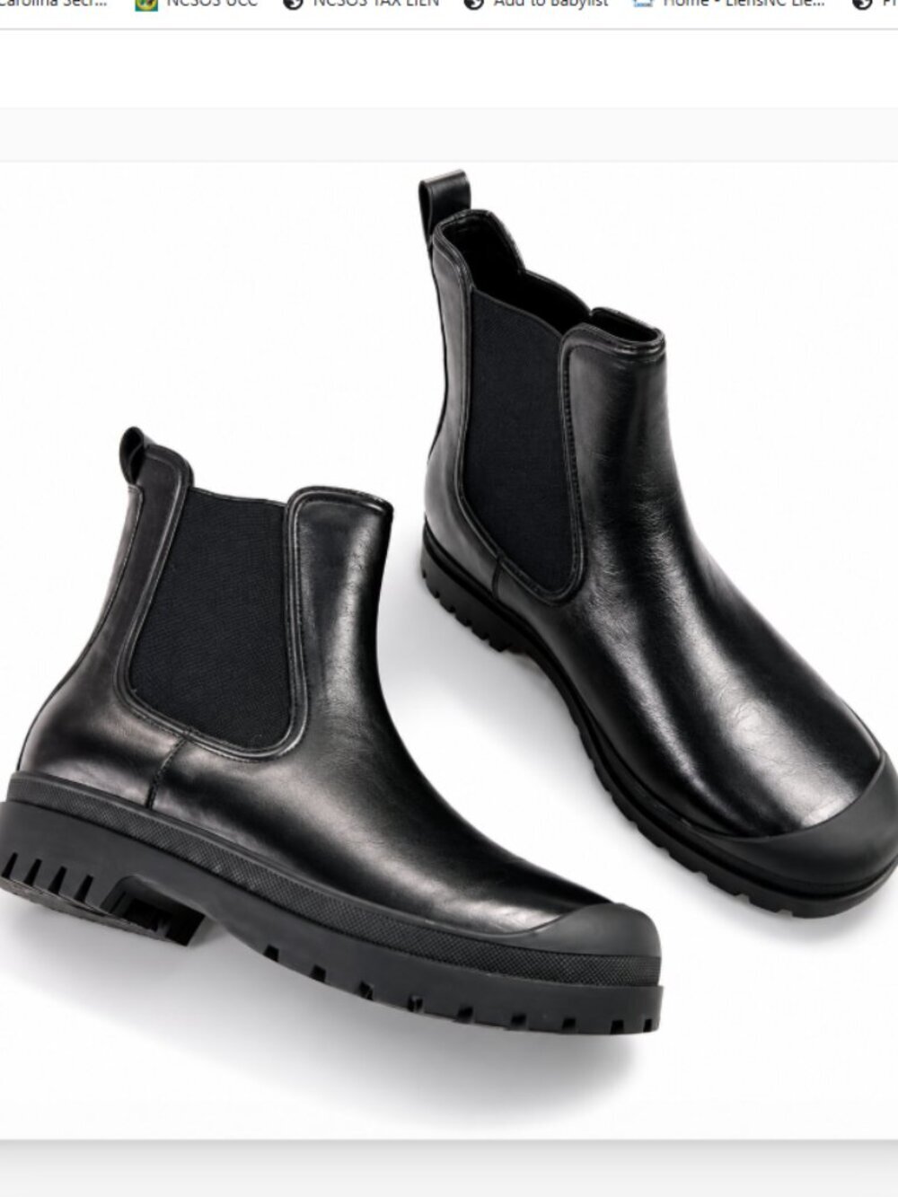 Veronica Beard Osana Lug Chelsea Boot Sz 9.5 Black Leather Old Money Equestrian